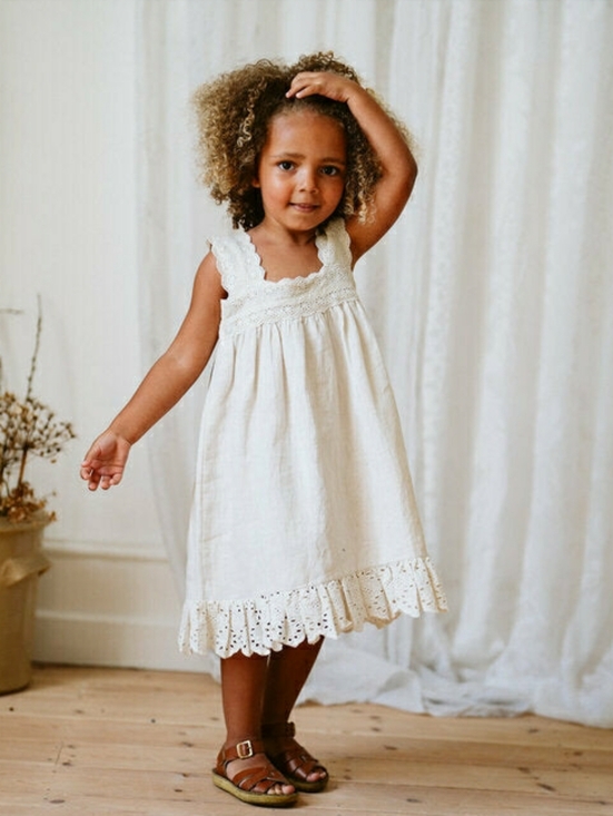 Little Cotton Clothes Other - NWOT Little Cotton Clothes Greta Pinafore In "Linen Oat", Size 2-3Y